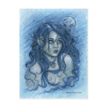 gothic, fairy, elf, portrait, face, woman, goth, moon, fae, faeries, elven, princess, beauty, season, leave, leaf, maple, punk, emo, vamp, vampire, fantasy, zerick, delphine, levesque, demers, nymph, girl, flower, goddess, winter, blue, snow, christmas, cold, ice, flake, sapphire, queen, vampires, Postcard with custom graphic design