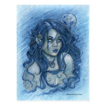 gothic, fairy, elf, portrait, face, woman, goth, moon, fae, faeries, elven, princess, beauty, season, leave, leaf, maple, punk, emo, vamp, vampire, fantasy, zerick, delphine, levesque, demers, nymph, girl, flower, goddess, winter, blue, snow, christmas, cold, ice, flake, sapphire, queen, vampires, Postcard with custom graphic design