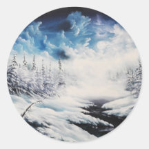Winter Moon snow scene on customizable products Stickers