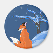 Winter Night Fox Magnets