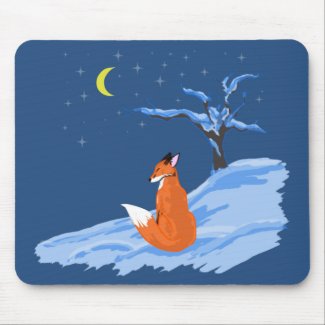 Winter Night Fox Mousepads