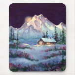 WINTER NIGHT LOG CABIN by SHARON SHARPE Mouse Mat