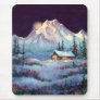 WINTER NIGHT LOG CABIN by SHARON SHARPE Mouse Mat