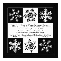 Winter Night Party Elegant Snowflakes Christmas Announcement