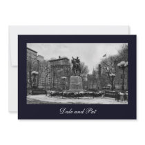 Winter, NYC's Union Square B&W Wedding invitation