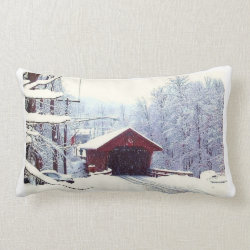 WINTER ON THE COVERED BRIDGE pillow