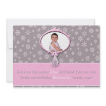 Winter One-derland Girl 1st Birthday Custom Announcement