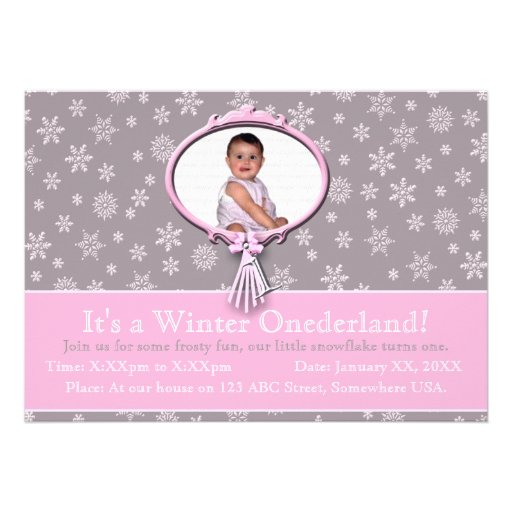 Winter Onederland 1st Birthday Snowflakes Invitations