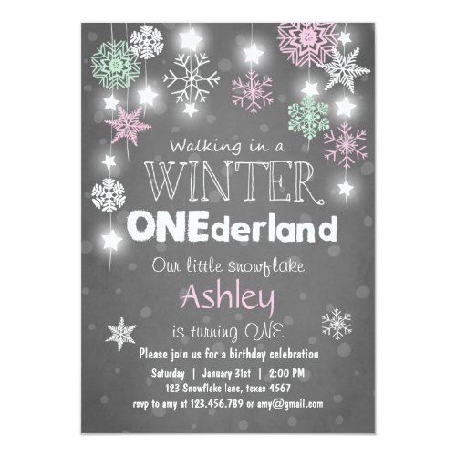 snowflake birthday invites