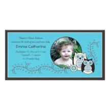 Winter Owls Baby Announcement Photo Card