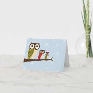 winter owls greeting cards