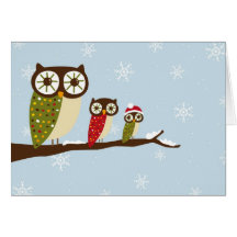winter owls greeting cards
