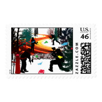 Winter Paintball in the Woods Stamp