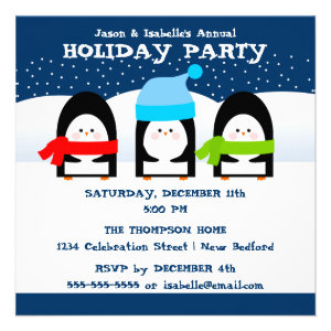 Winter Penguins Party Invitation