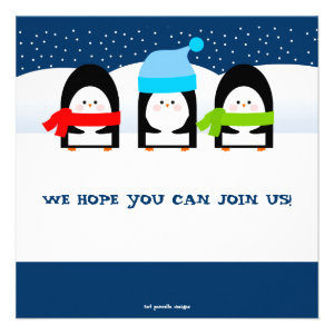 Winter Penguins Party Invitation