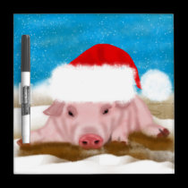 Winter Pig dry-erase board - Pig In Christmas Hat dry erase boards