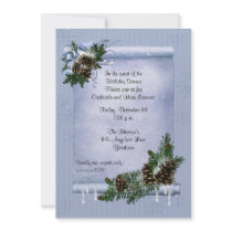 Winter Pine Cone Holiday Invitation