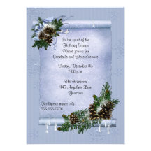 Winter Pine Cone Holiday Invitation