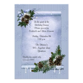 Winter Pine Cone Holiday Invitation
