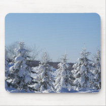 winter pine fence mousepads
