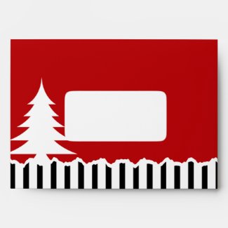 Winter Pine Trees and Stripes Red Envelopes