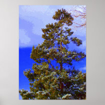 Winter Pine with Pixelated Sky print