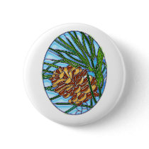Winter Pinecone Stained Glass buttons