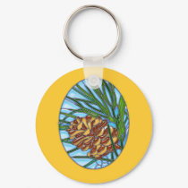 Winter Pinecone Stained Glass keychains