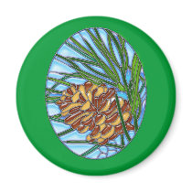 Winter Pinecone Stained Glass magnets