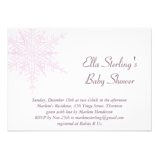 Winter Pink Snowflake Baby Shower Invitation