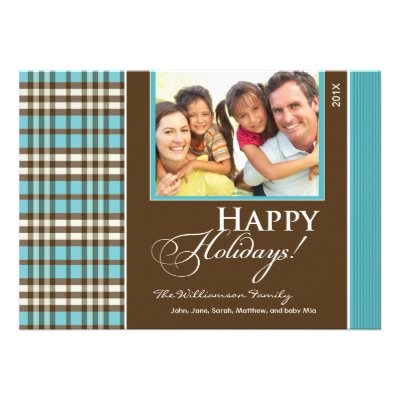 Winter Plaid Family Holiday Card (aqua)