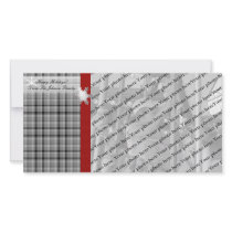 Winter Plaid with red Customized Photo Card