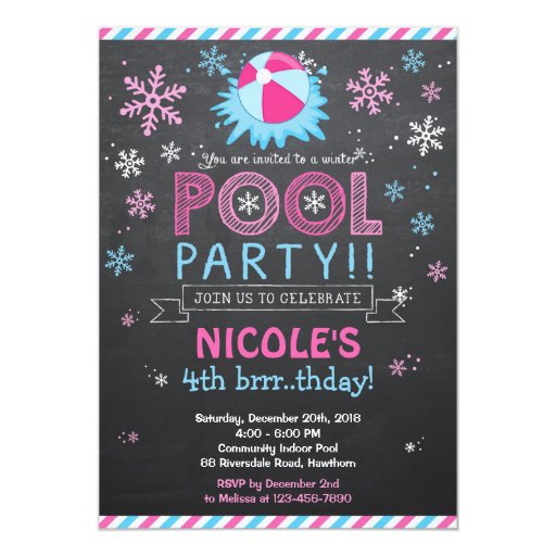 Winter Pool Invitation / Winter Pool Invite (front side)