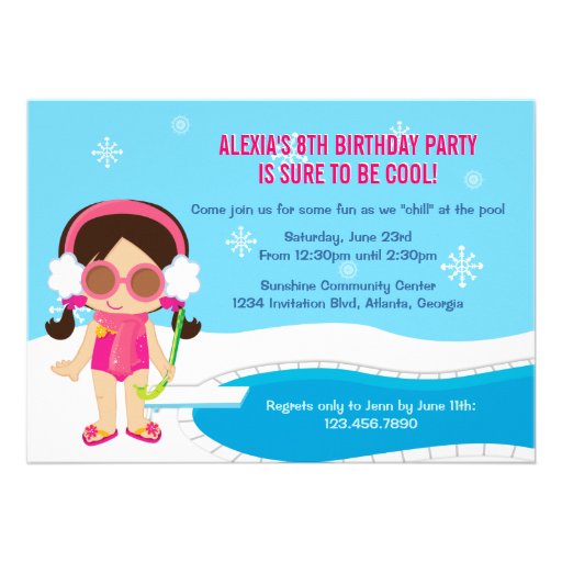 Winter Pool Party Invite (front side)
