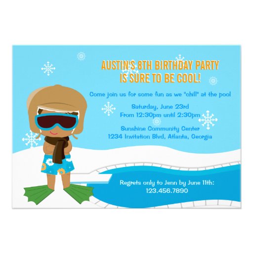 Winter Pool Party Invite (front side)