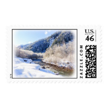 Winter River Landscape Stamps