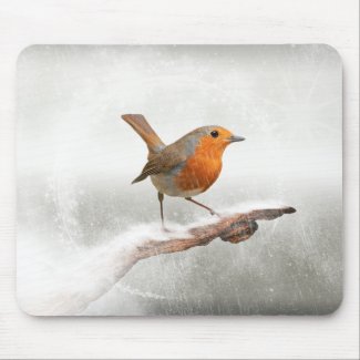 Winter Robin Redbreast Mouse Pad