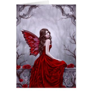 winter rose fairy greeting card