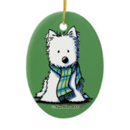 Winter Scarf Westie Ceramic Ornament ornament