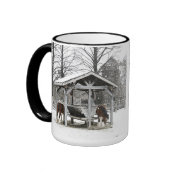 Winter scene with horses holiday mug