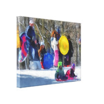 Winter - Sledding in the Park canvas prints