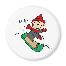 Winter Sledding magnets by stick_figures Winter Sledding magnets