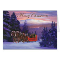 Winter Sleigh Ride Greeting Cards