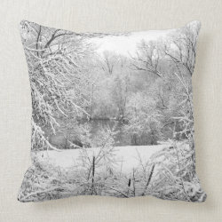 Winter Snow At Huron River Pillow