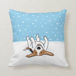 Winter Snow Beagle - A Happy Dog Design Throw Pillow