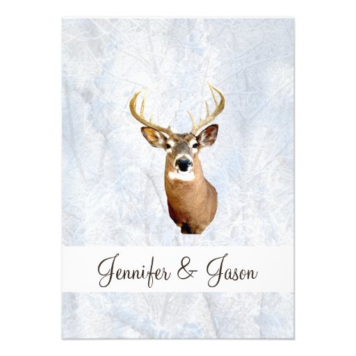 Winter Snow Camo Hunting Deer Wedding Invitations