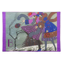 WINTER SNOW / FASHION COSTUME DESIGNER MONOGRAM PLACE MATS