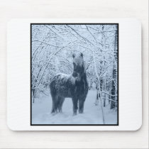 Winter snow horse mousepads