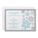 Winter Snow New Year's Eve Party Invitation (aqua)