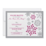 Winter Snow New Year's Eve Party Invitation (pink)